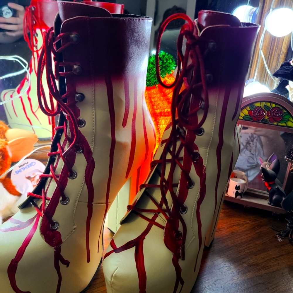 Dolls Kill (Trickz N' Treatz) Halloween bloody platform booties. Size 9.